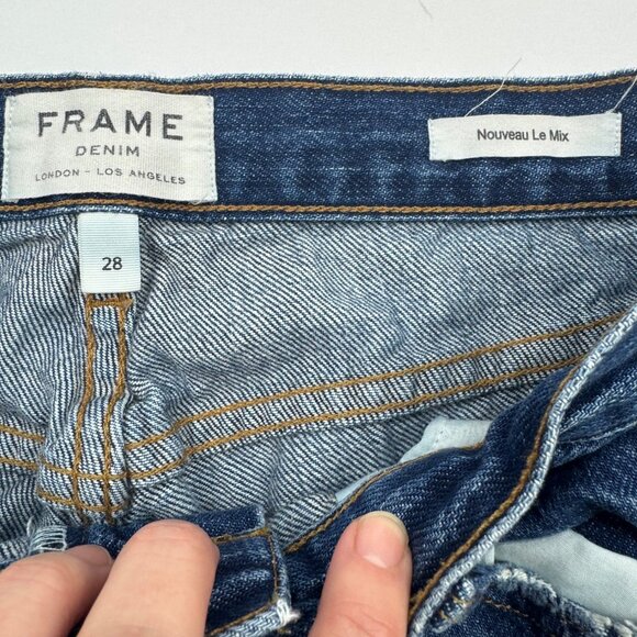 Frame Denim Jeans Nouveau Le Mix Straight Leg Distressed Size 28 Two Tone - Picture 3 of 12